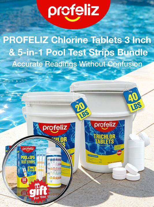 3 Inch Chlorine Tablets 20/40 LBS + Test Strips Kit