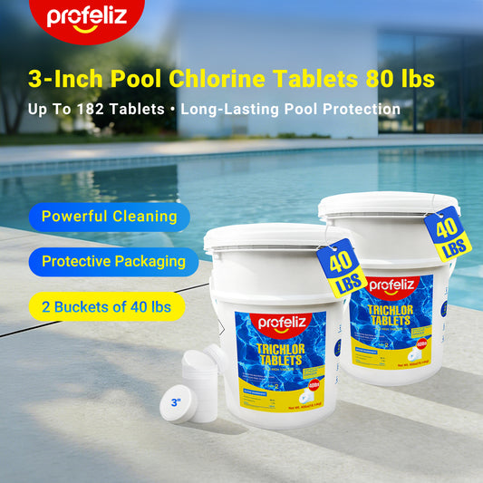 3 Inch Chlorine Tablets 80 LBS - 2 Buckets of 40 LBS