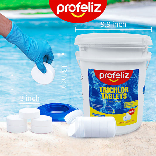 Chlorine Tablets 3 Inch for Swimming Pools, Kills Bacteria and Stops Algae, Slow Dissolving,Exclusive Protective Packaging,Pool Chlorine Tablets,20LB - Profeliz -  - 