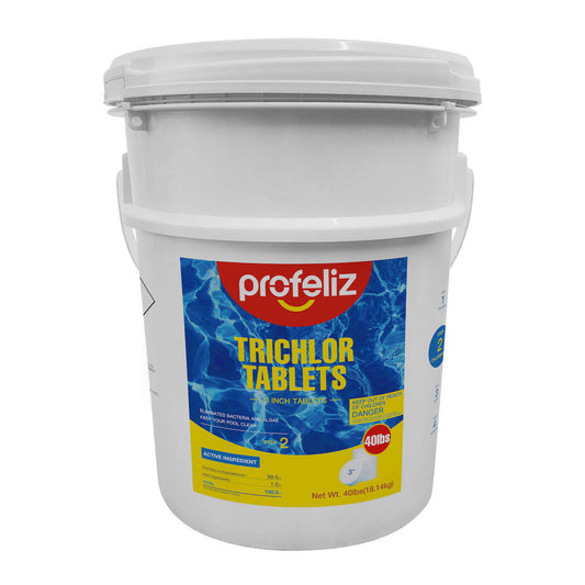 Chlorine Tablets 3 Inch for Swimming Pools, Kills Bacteria and Stops Algae, Slow Dissolving,Exclusive Protective Packaging,Pool Chlorine Tablets,40LB - Profeliz -  - 