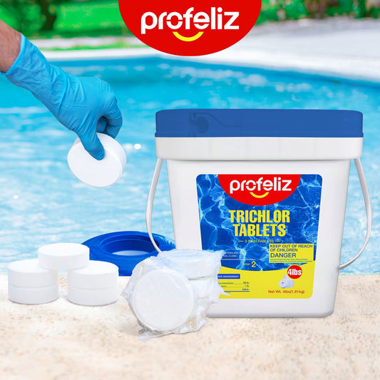 Chlorine Tablets 3 Inch for Swimming Pools, Kills Bacteria and Stops Algae, Slow Dissolving,Exclusive Protective Packaging,Pool Chlorine Tablets,4LB - Profeliz -  - 