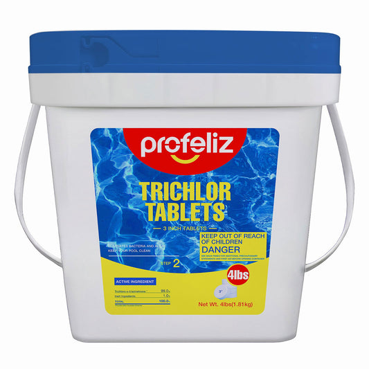 Chlorine Tablets 3 Inch for Swimming Pools, Kills Bacteria and Stops Algae, Slow Dissolving,Exclusive Protective Packaging,Pool Chlorine Tablets,4LB - Profeliz -  - 